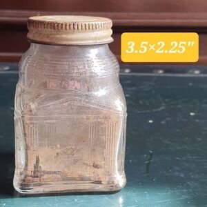 Vintage Embossed Classical Building Facade Design Kitchen Mason Jar W/ Metal Lid